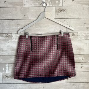 TOPSHOP Pink and Navy Houndstooth Skirt